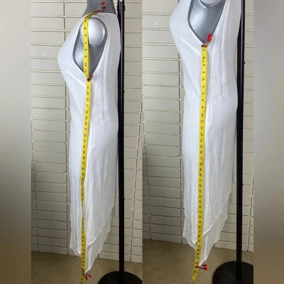 White green floral print shark bite hem tunic shift dress beach dress size large - Picture 8 of 12